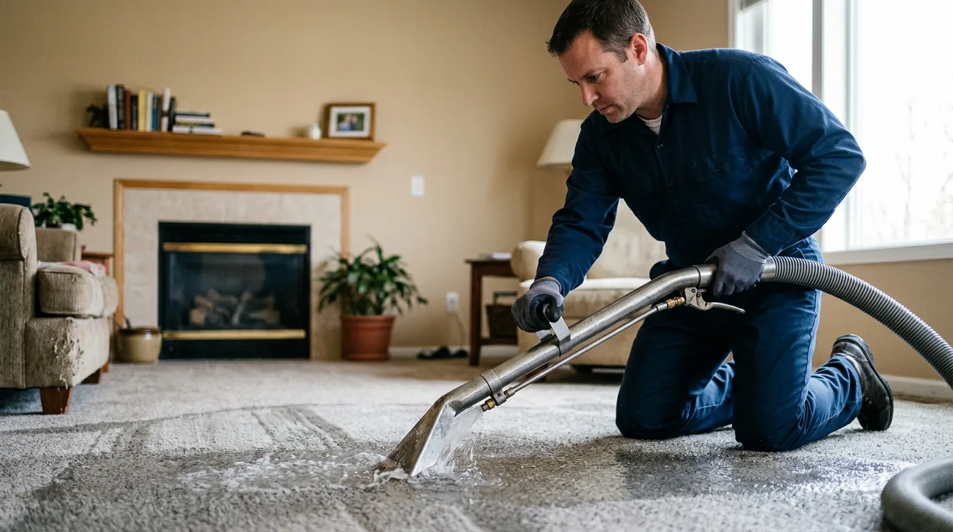 Water damage restoration technician working near Lodi, CA